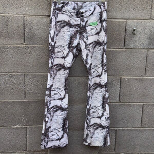 Obermeyer snowboard Pants 32 White Black Abstract Printed Bond Ski Pant size M-L